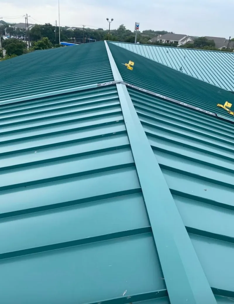 Green commercial metal roof ridge and valley for Metal Roof Repair in Gatesville